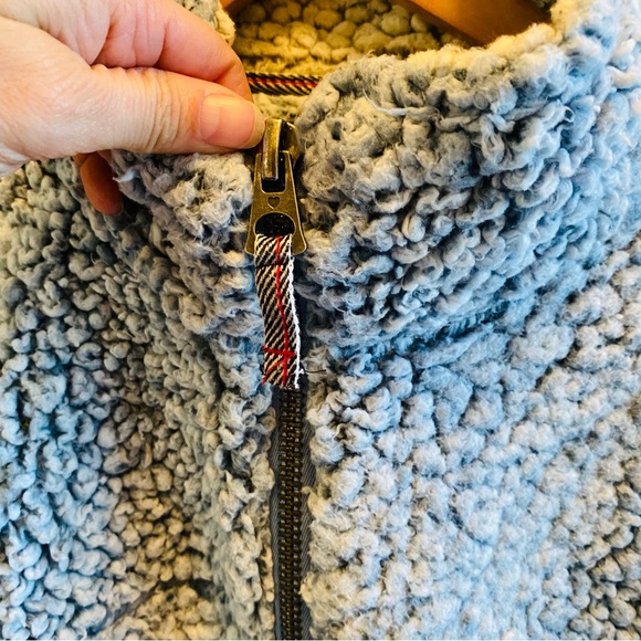 True Grit Aqua Frosty Tipped Pile Pullover 1/4 Zip Super Soft Sherpa Jacket - Picture 5 of 7